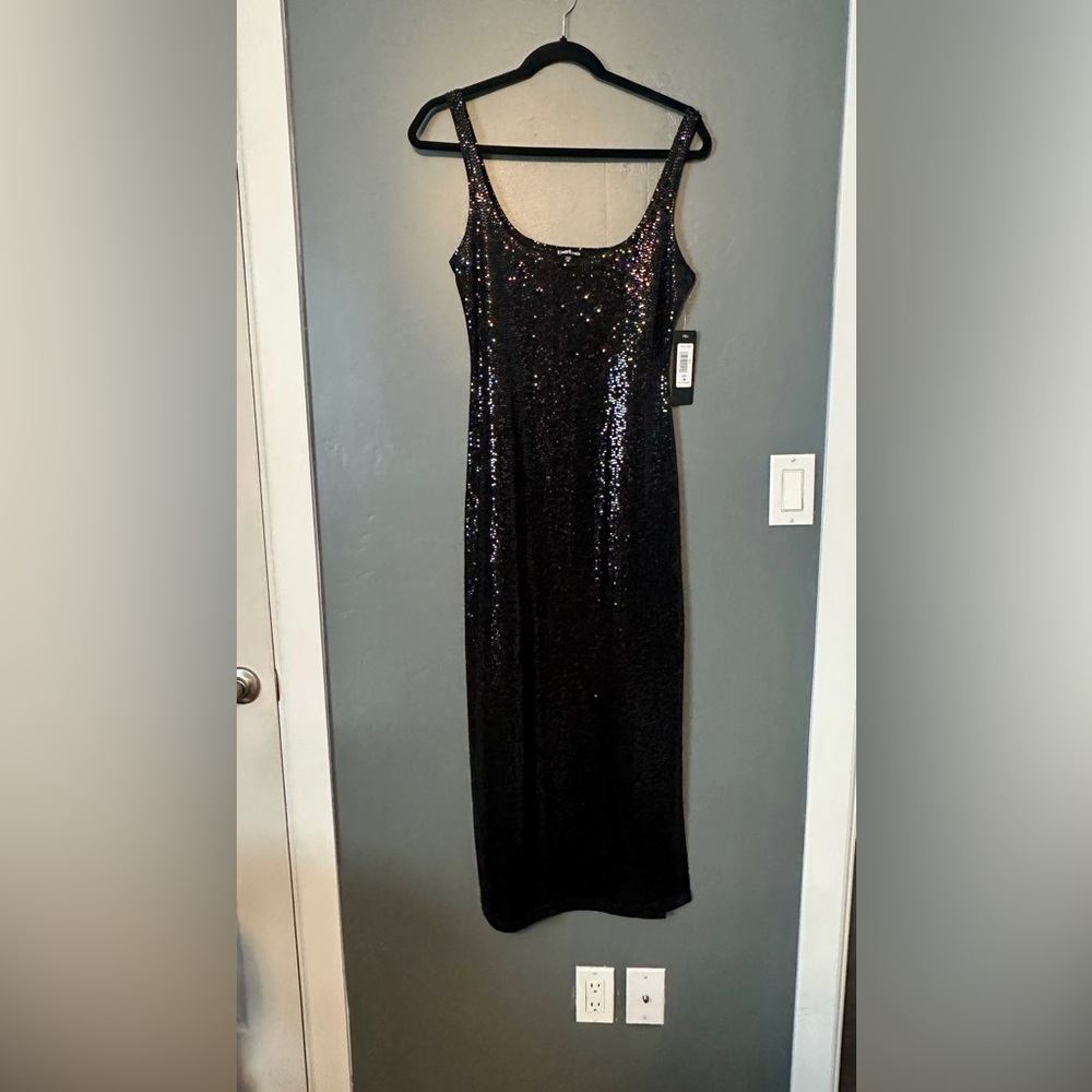 Bebe Sparkling Black Sequin Dress